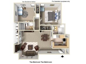 Two Bed Two Bathroom floor plan